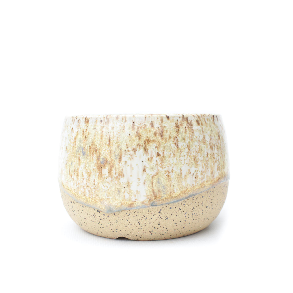 4.25" Golden Crystal Speckled Stoneware Planter Pot