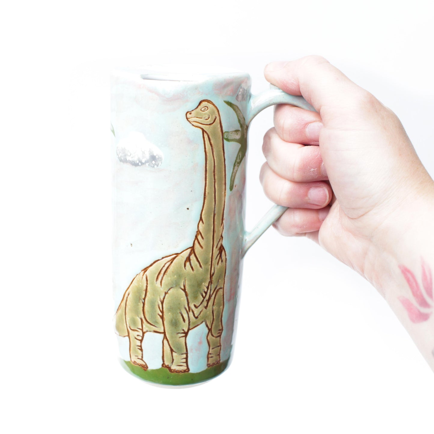 Brachiosaurus Skinny Stoneware Travel Mug with Handle