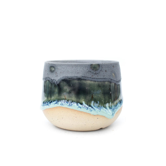 3.5" Blue Grey Speckled Stoneware Planter Pot