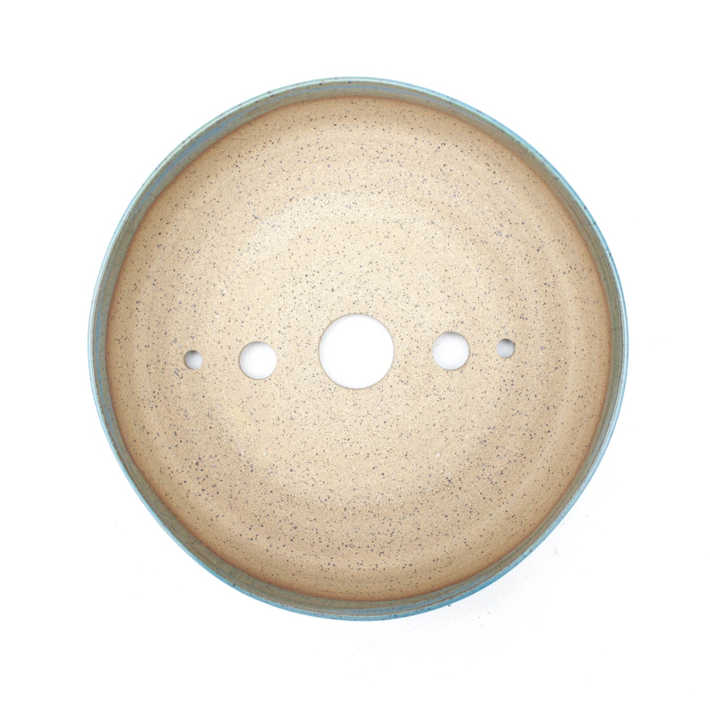 7.5" Teal Speckled Stoneware Round Bonsai Pot