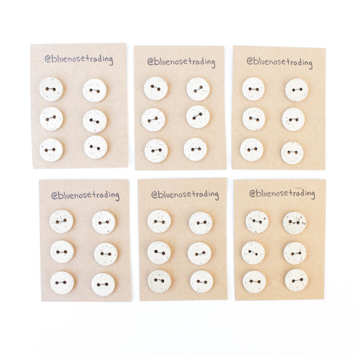 Six Pack Unglazed Speckled Stoneware Ceramic Buttons, 19mm