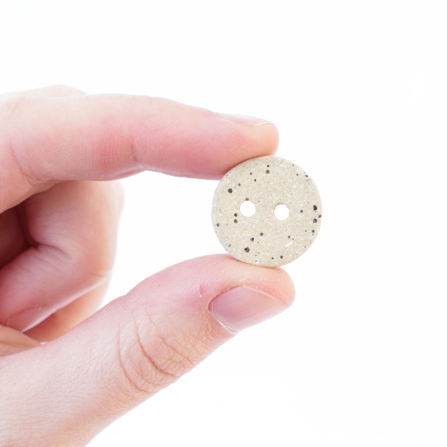 Six Pack Unglazed Speckled Stoneware Ceramic Buttons, 19mm