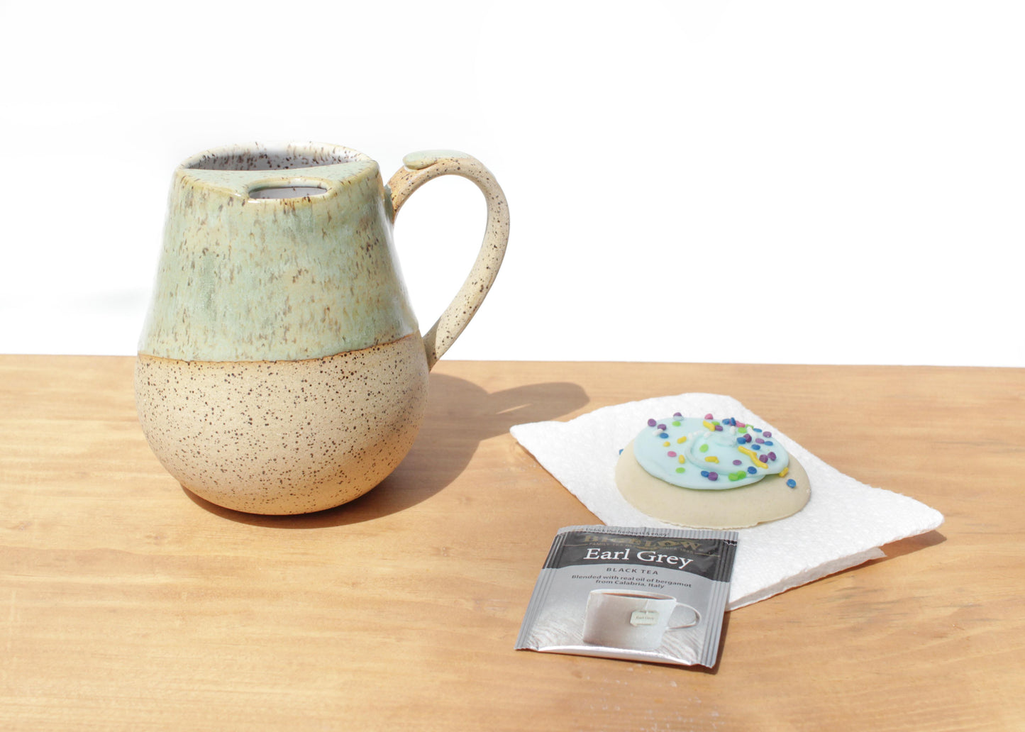 Seafoam Green Cozy Speckled Stoneware Sip-Top Mug