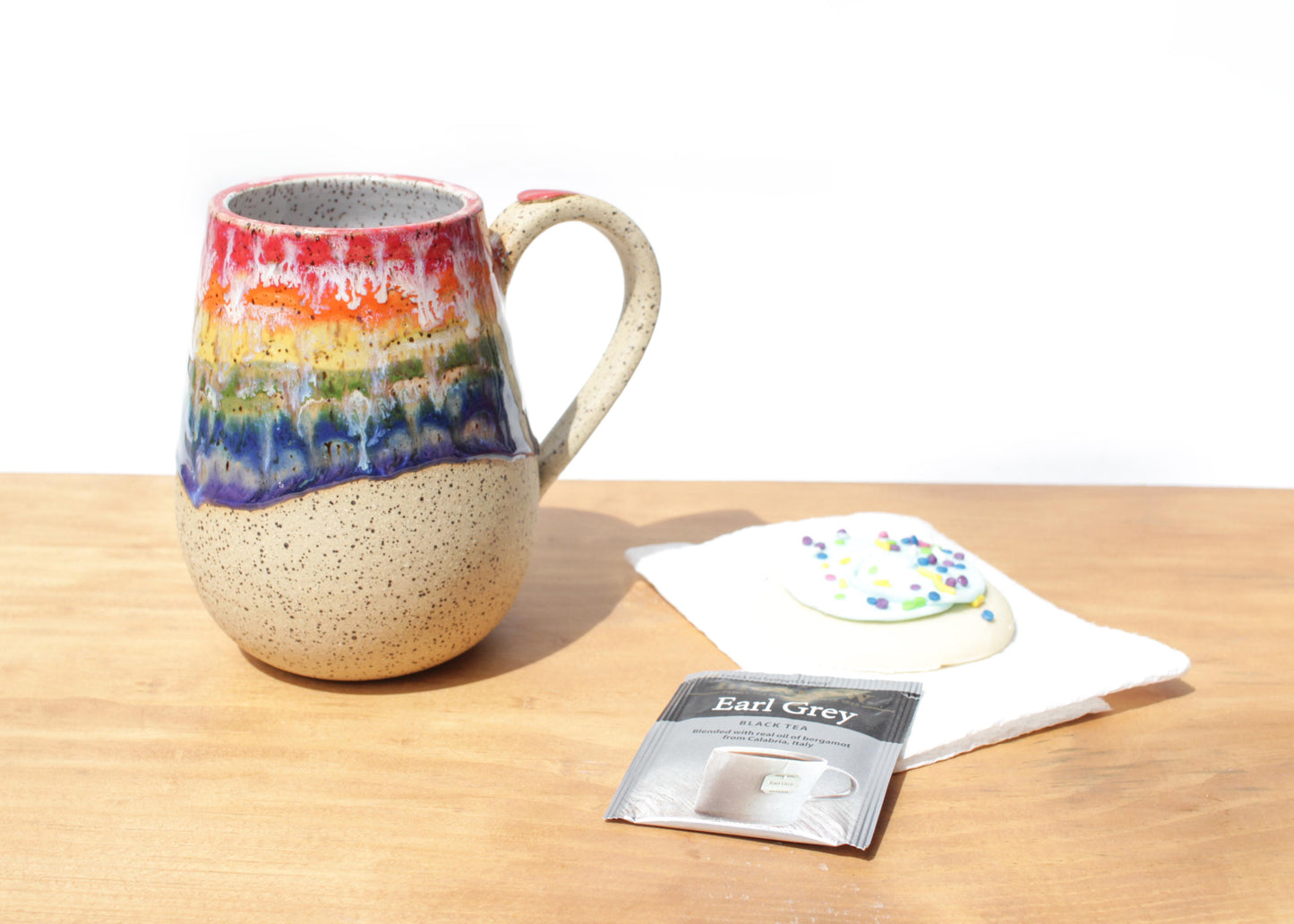 Rainbow Speckled Stoneware Mug