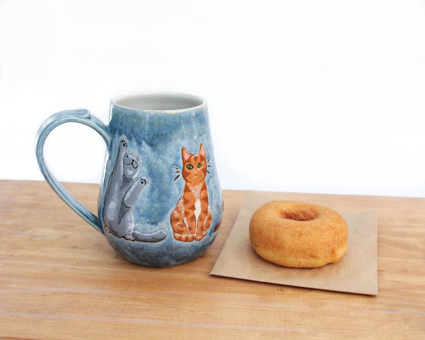 Cats Blue Stoneware Mug