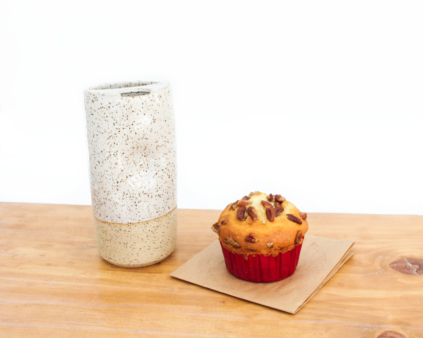 Vanilla Bean Speckled Stoneware Travel Mug