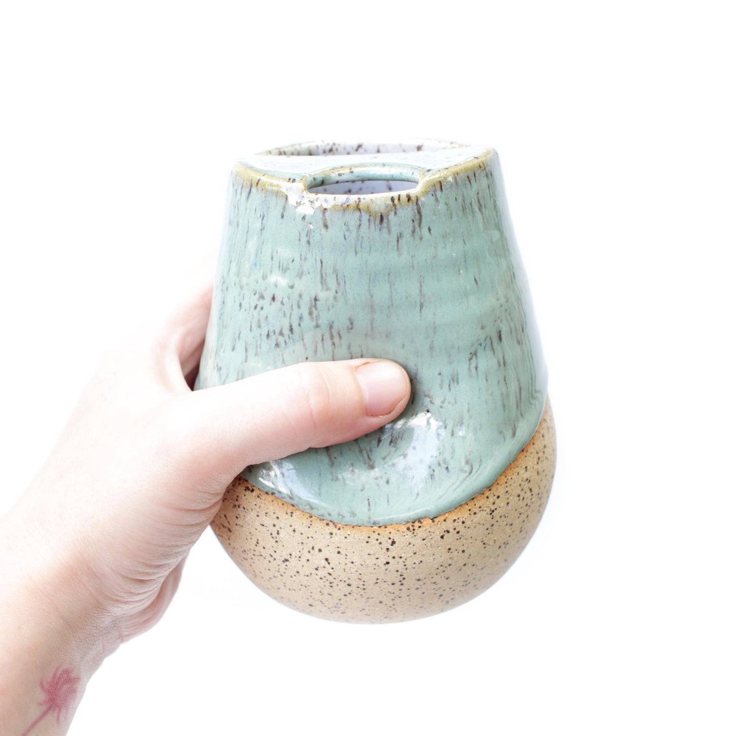 Arctic Mint Cozy Speckled Stoneware Sip-Top Thumb Tumbler