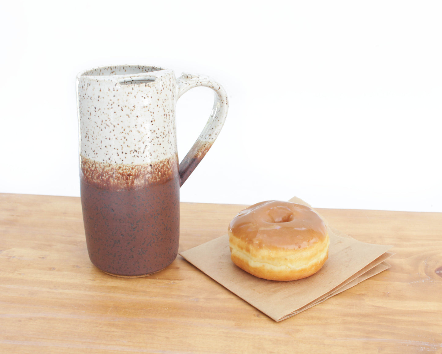 Ceramic Travel Mug with Handle Speckled Stoneware