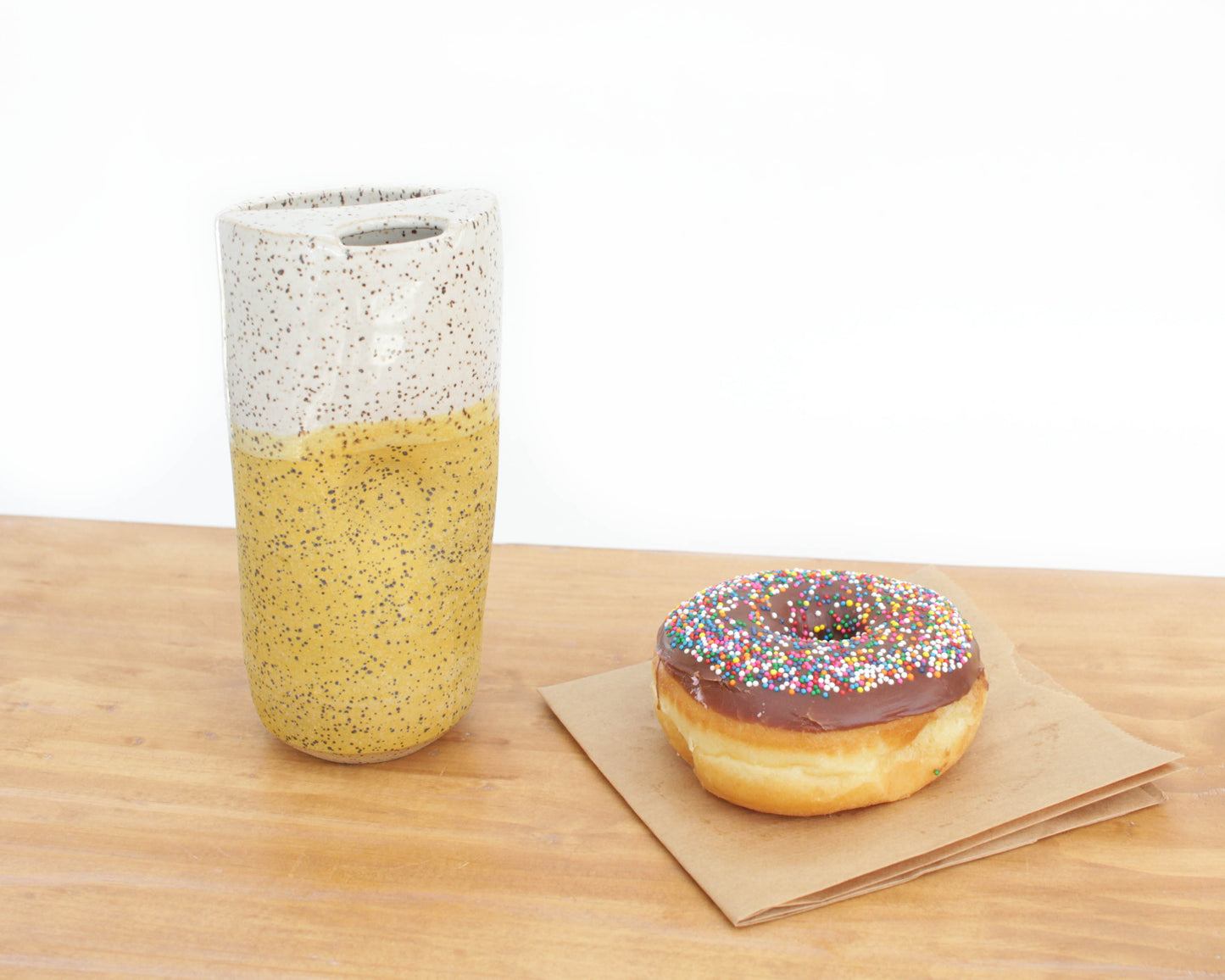 Sunflower Yellow Speckled Stoneware Travel Mug