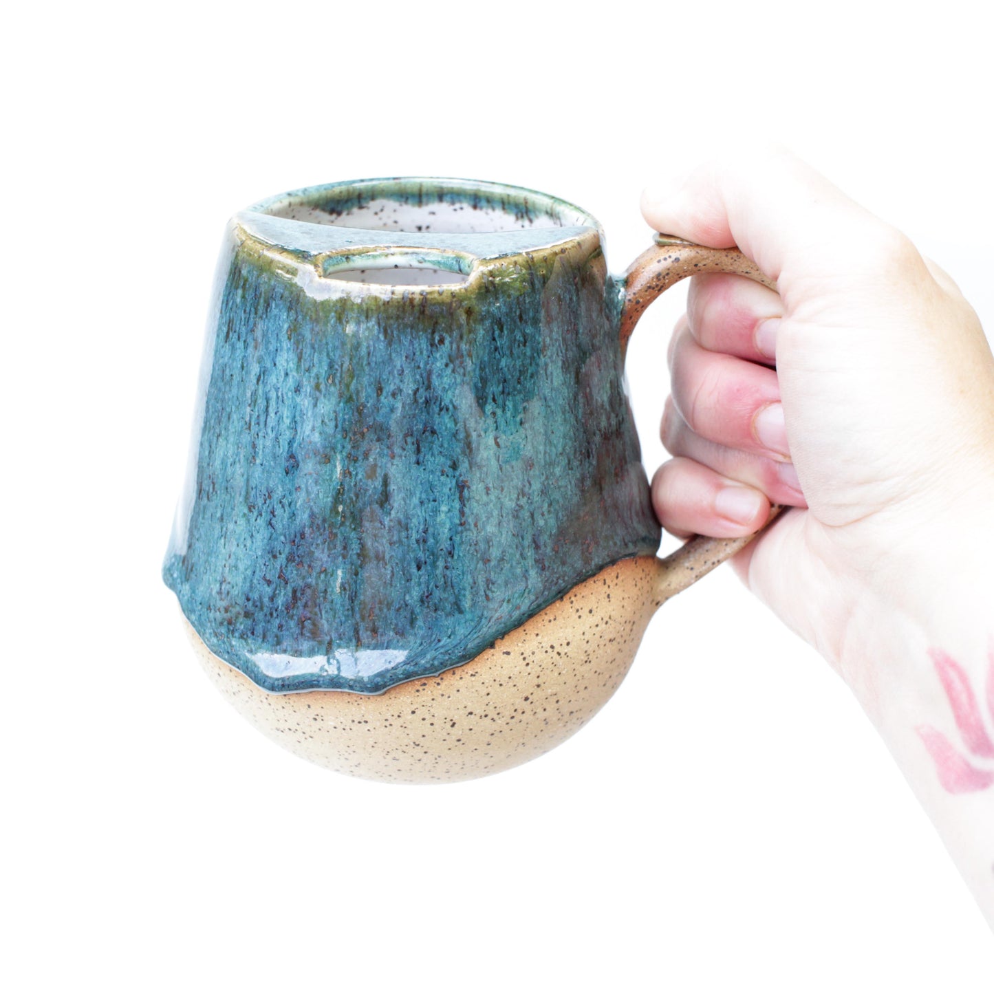 Emerald Ocean Speckled Stoneware Sip-Top Mug