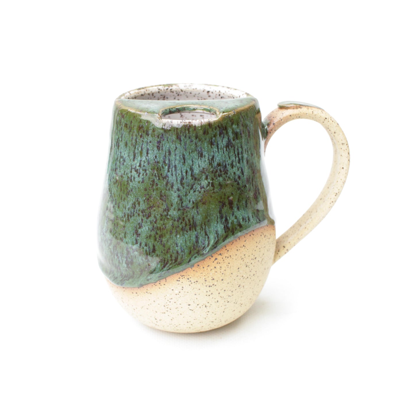 Forest Green Speckled Stoneware Sip-Top Mug