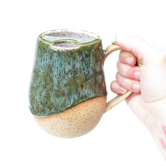 Forest Green Speckled Stoneware Sip-Top Mug