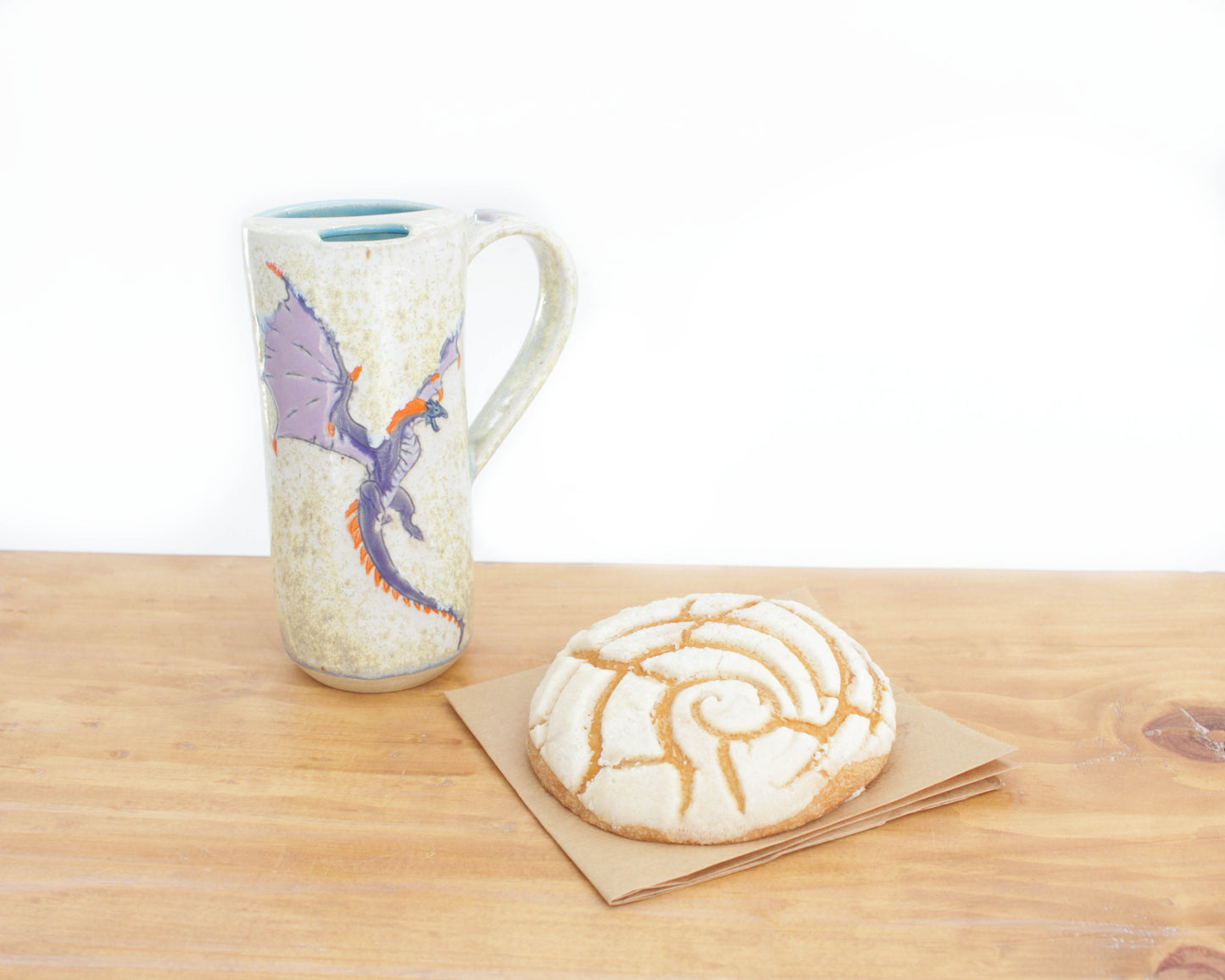 Purple Dragon Skinny Stoneware Travel Mug with Handle