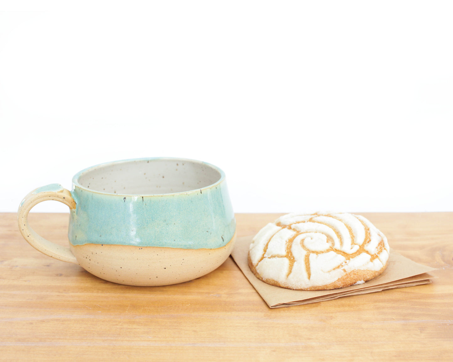 Minty Blue Green Oversized Speckled Stoneware Mug/Bowl