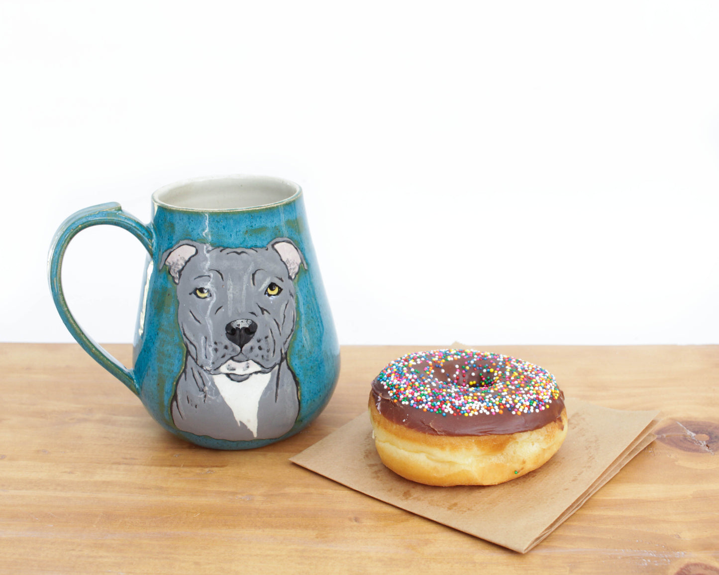 Blue Nose Staffordshire Terrier Teal Stoneware Mug