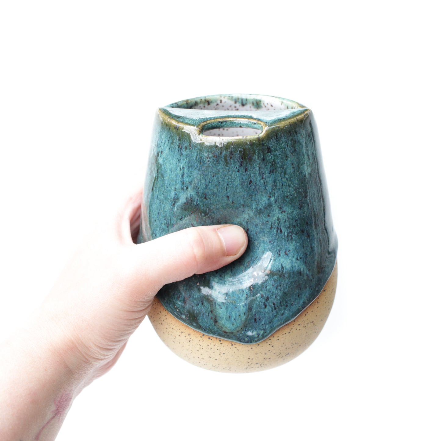 Emerald Ocean Cozy Speckled Stoneware Sip-Top Thumb Tumbler