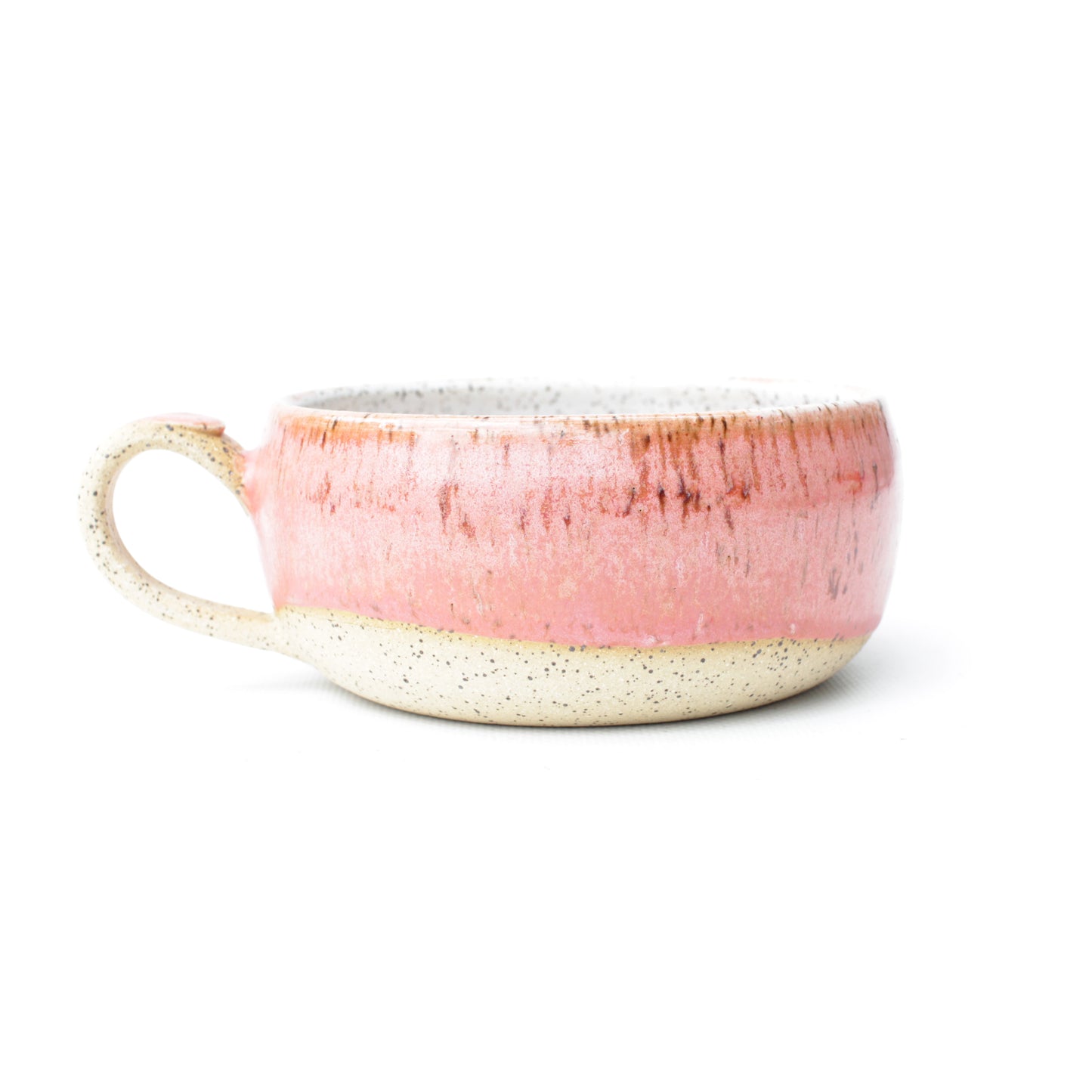Coral Pink Shallow Speckled Stoneware Mug