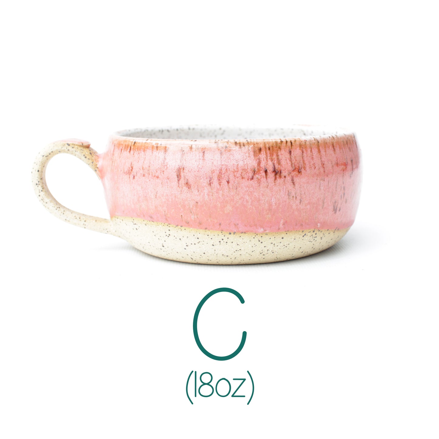 Coral Pink Shallow Speckled Stoneware Mug