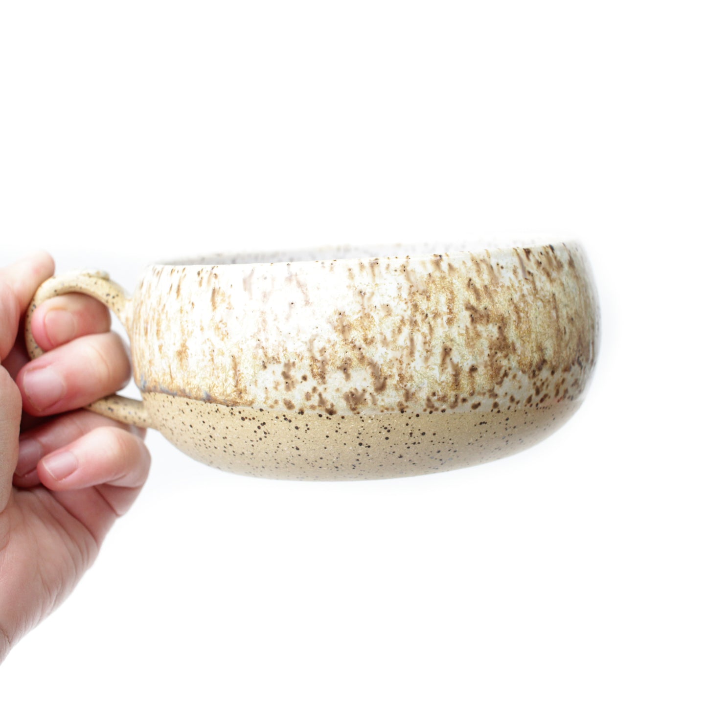 Crystal Cream Shallow Speckled Stoneware Mug