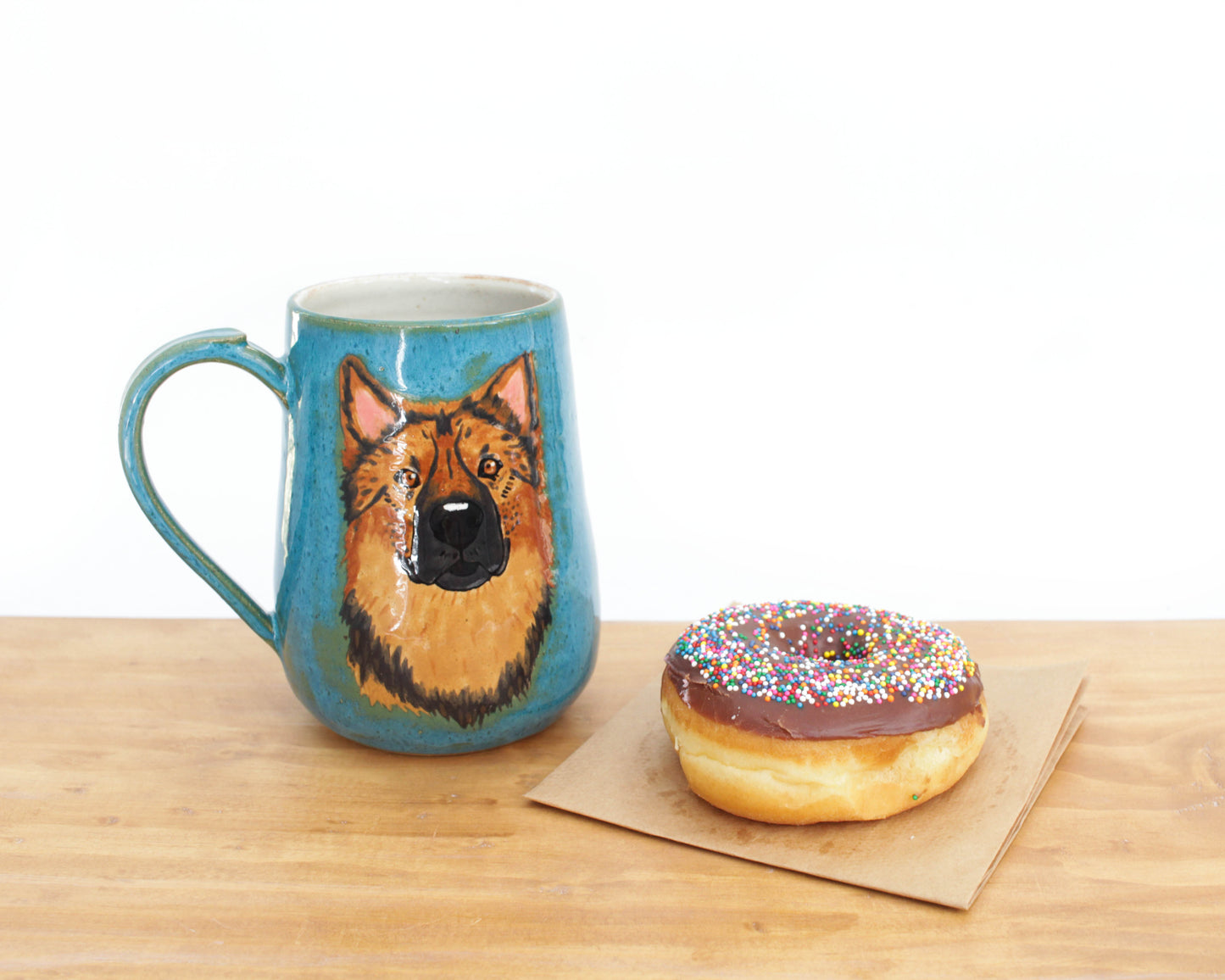 German Shepherd Turquoise Stoneware Mug