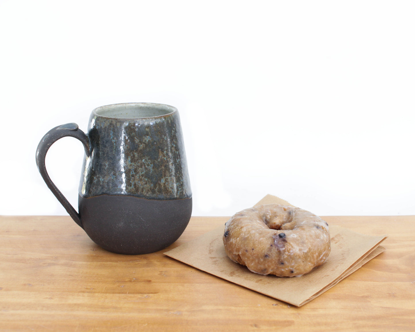 Blue Crystalline Black Stoneware Mug