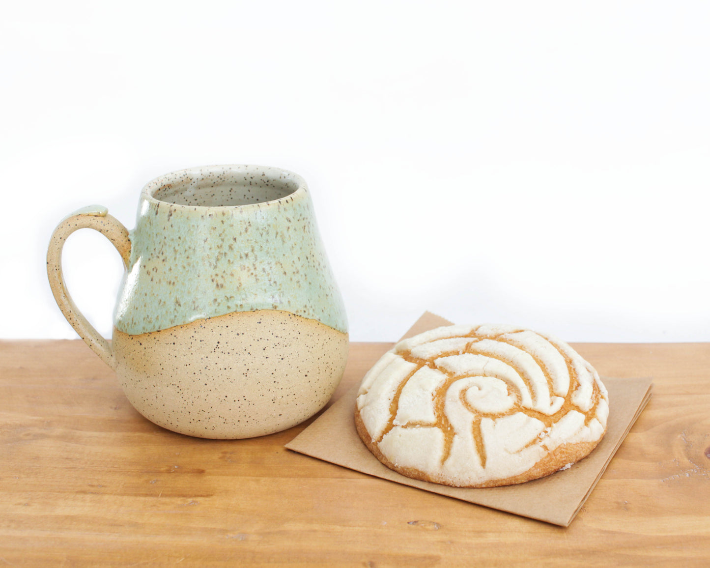 Seafoam Green Speckled Stoneware Mug