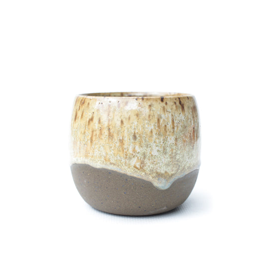 2.75" Crystal Cream Brown Speckled Stoneware Planter Pot