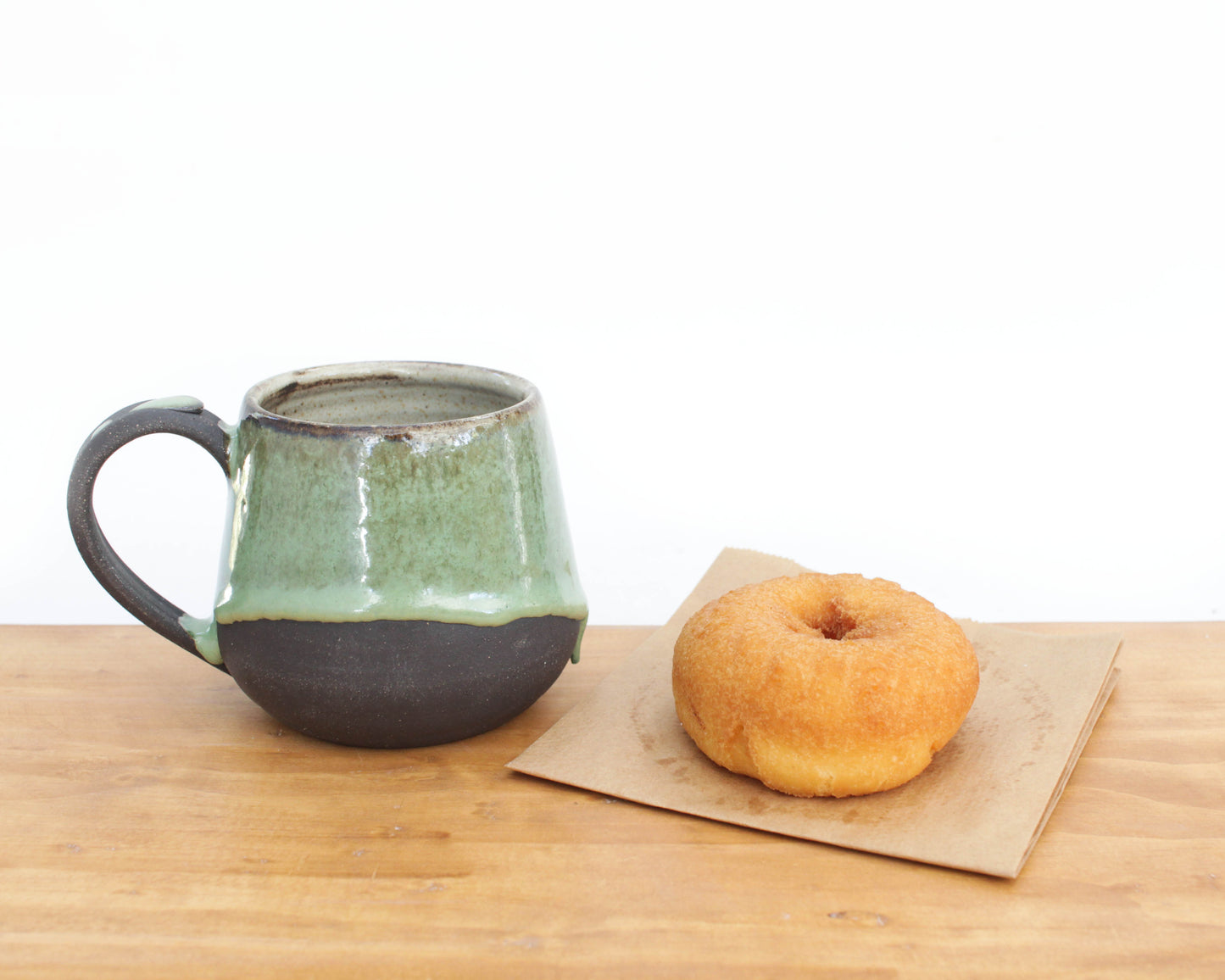 Seafoam Green Black Stoneware Mug