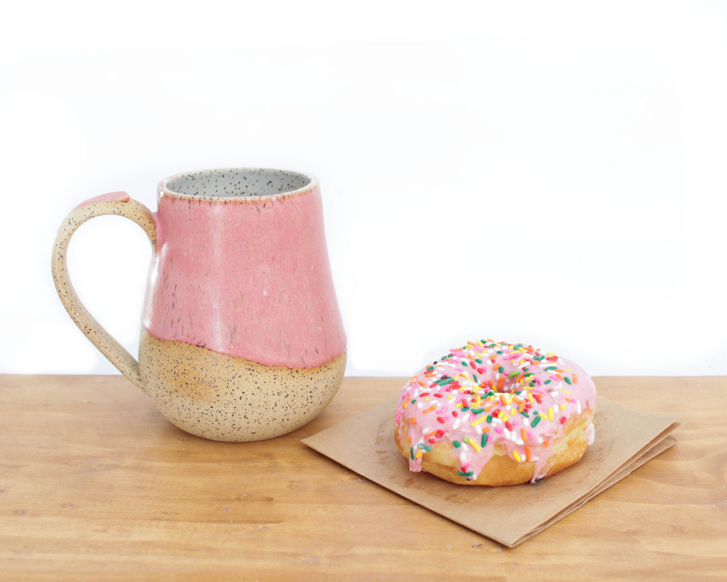 Coral Pink Speckled Stoneware Mug
