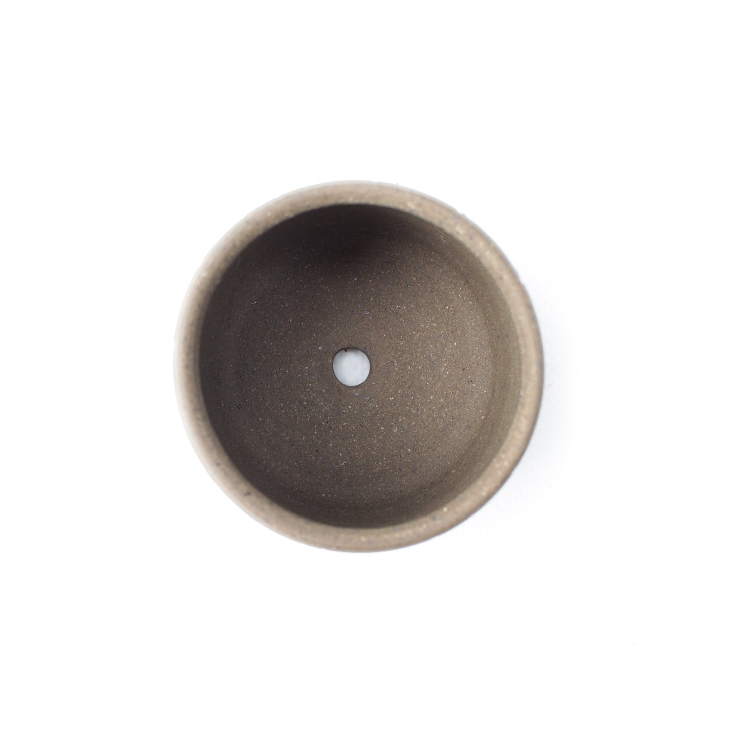2.5" White Carved Brown Speckled Stoneware Planter Pot