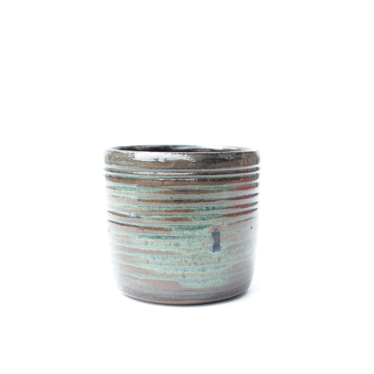 2.5" Rustic Blue Brown Speckled Stoneware Planter Pot