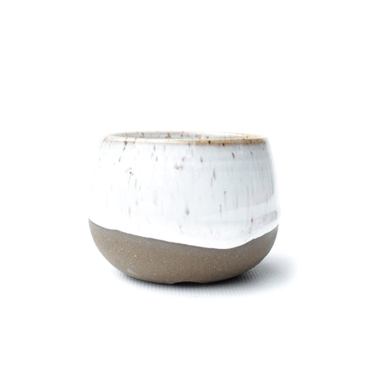 2.75" White Brown Speckled Stoneware Planter Pot