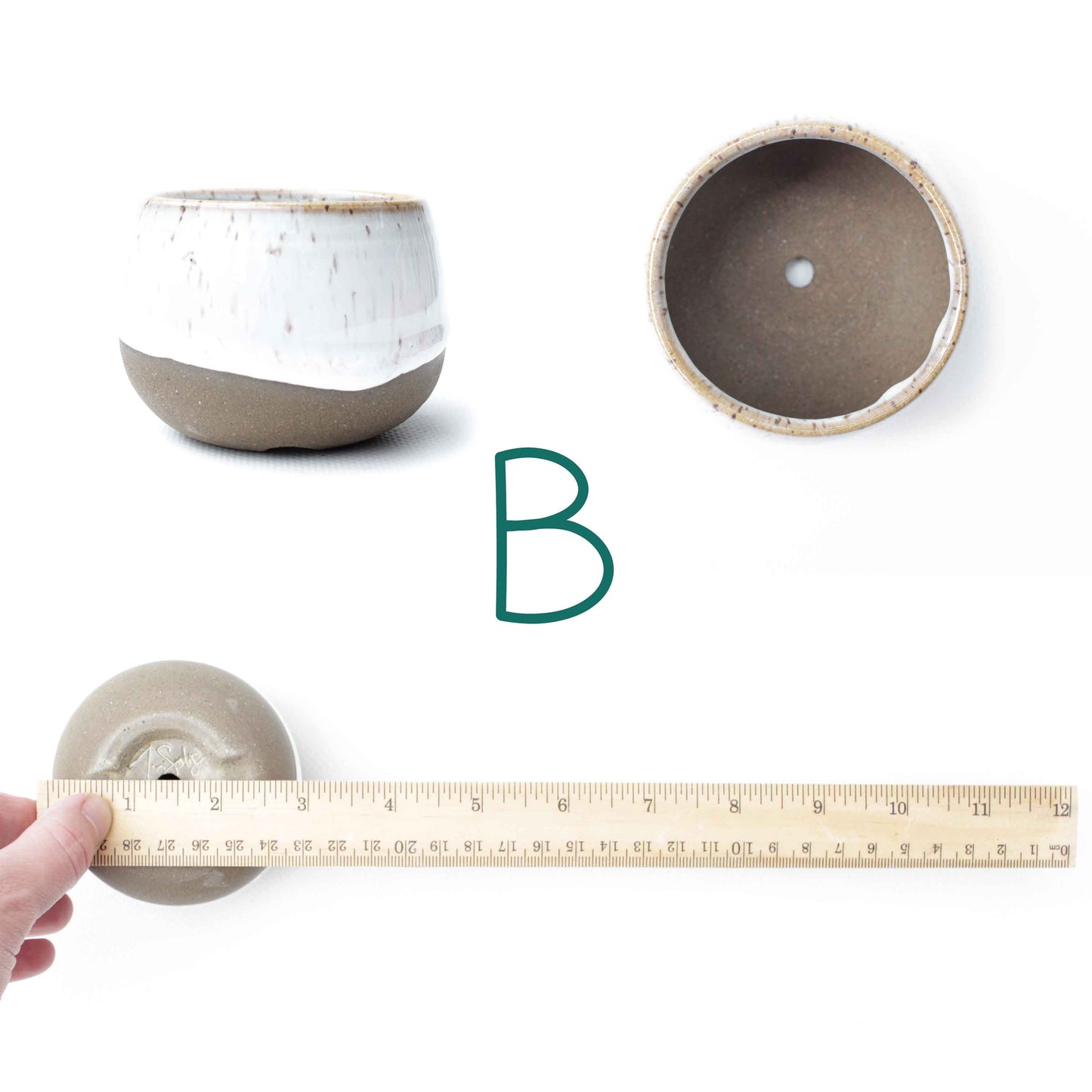 2.75" White Brown Speckled Stoneware Planter Pot