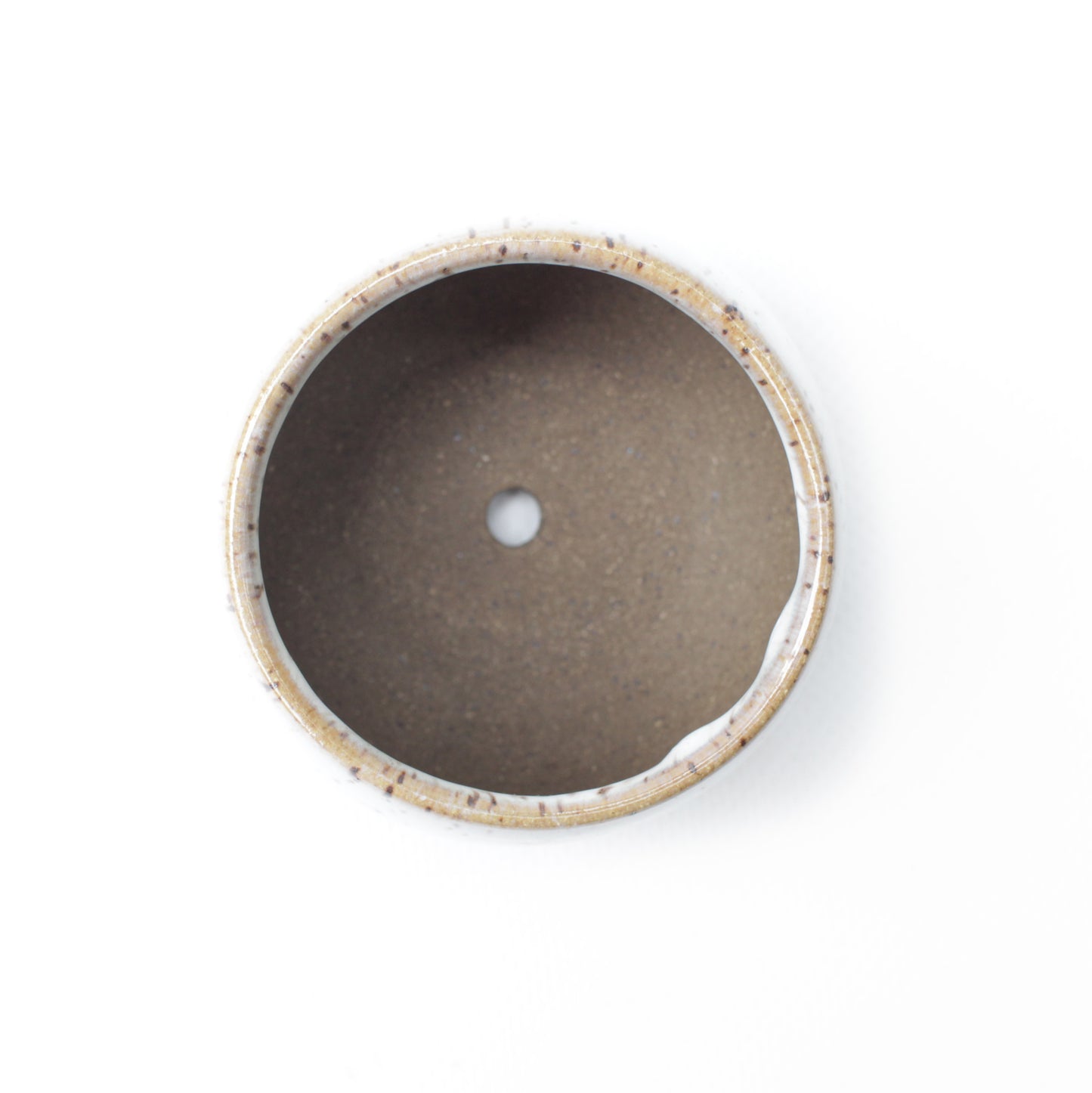 2.75" White Brown Speckled Stoneware Planter Pot