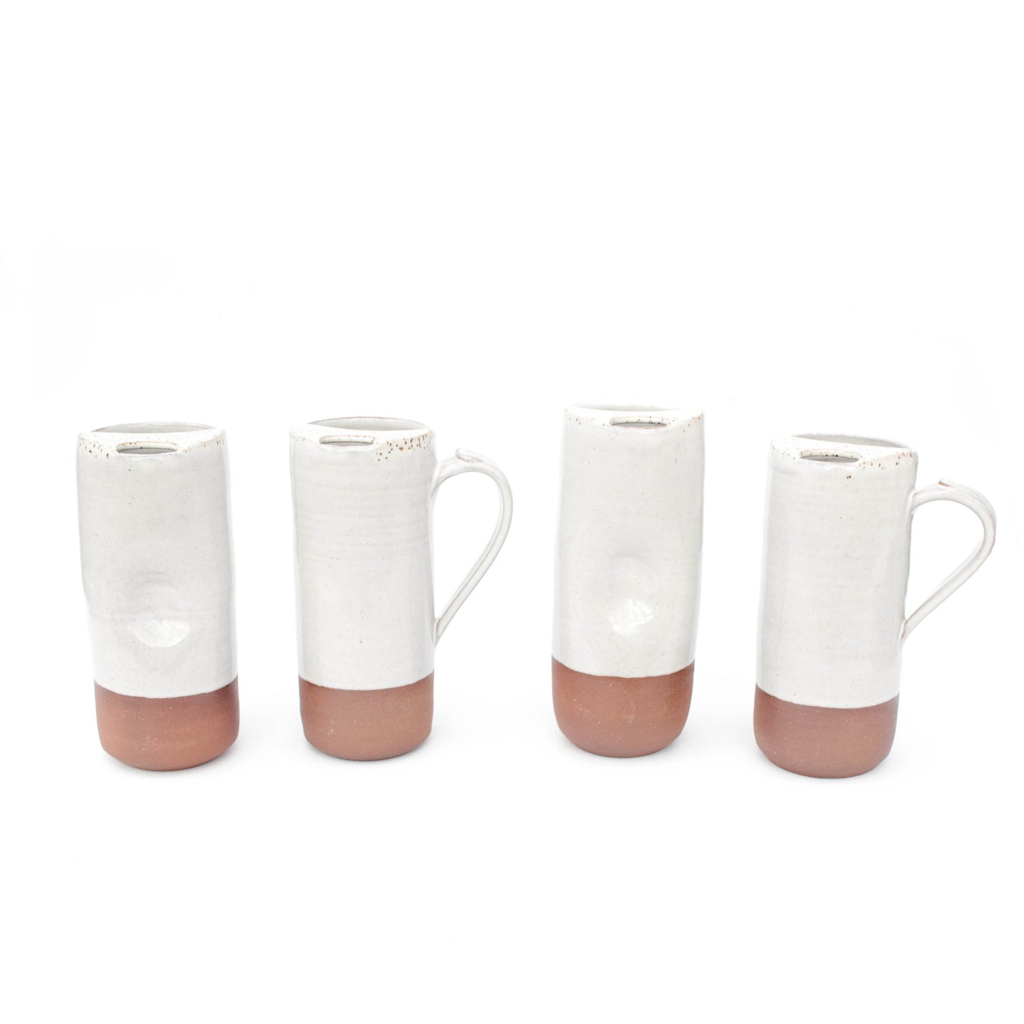 White & Red Stoneware Travel Mug