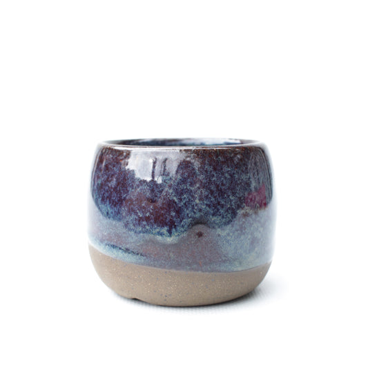 2.75" Plum Brown Speckled Stoneware Planter Pot