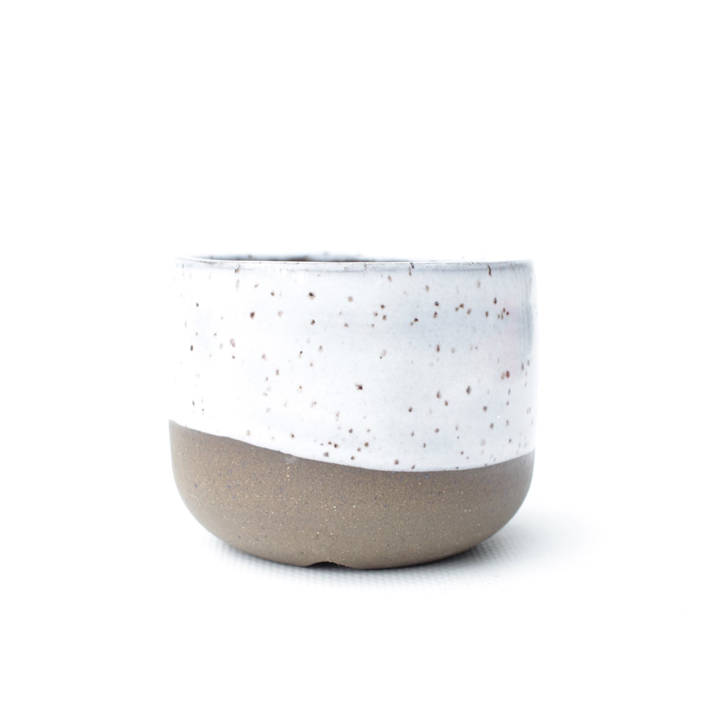 2.75" White Brown Speckled Stoneware Planter Pot