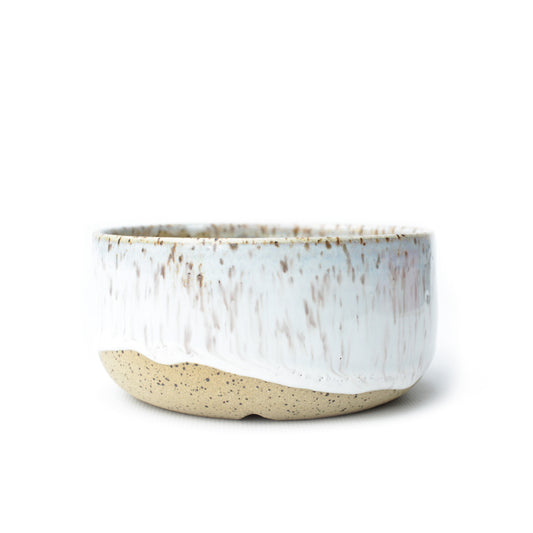 4.5" White Speckled Stoneware Planter Pot