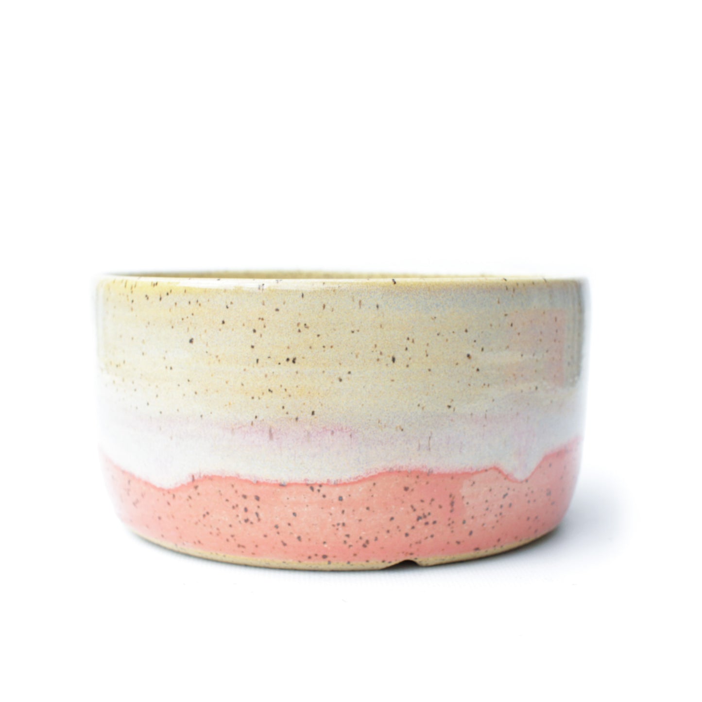 6" Beige & Pink Speckled Stoneware Planter Pot