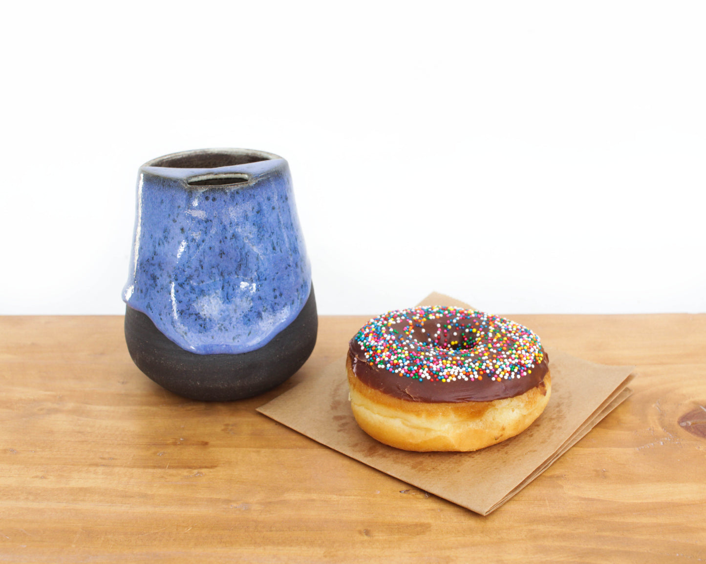 Cobalt Blue Cozy Black Stoneware Sip-Top Thumb Tumbler