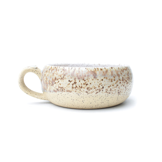 Crystal Cream Shallow Speckled Stoneware Mug
