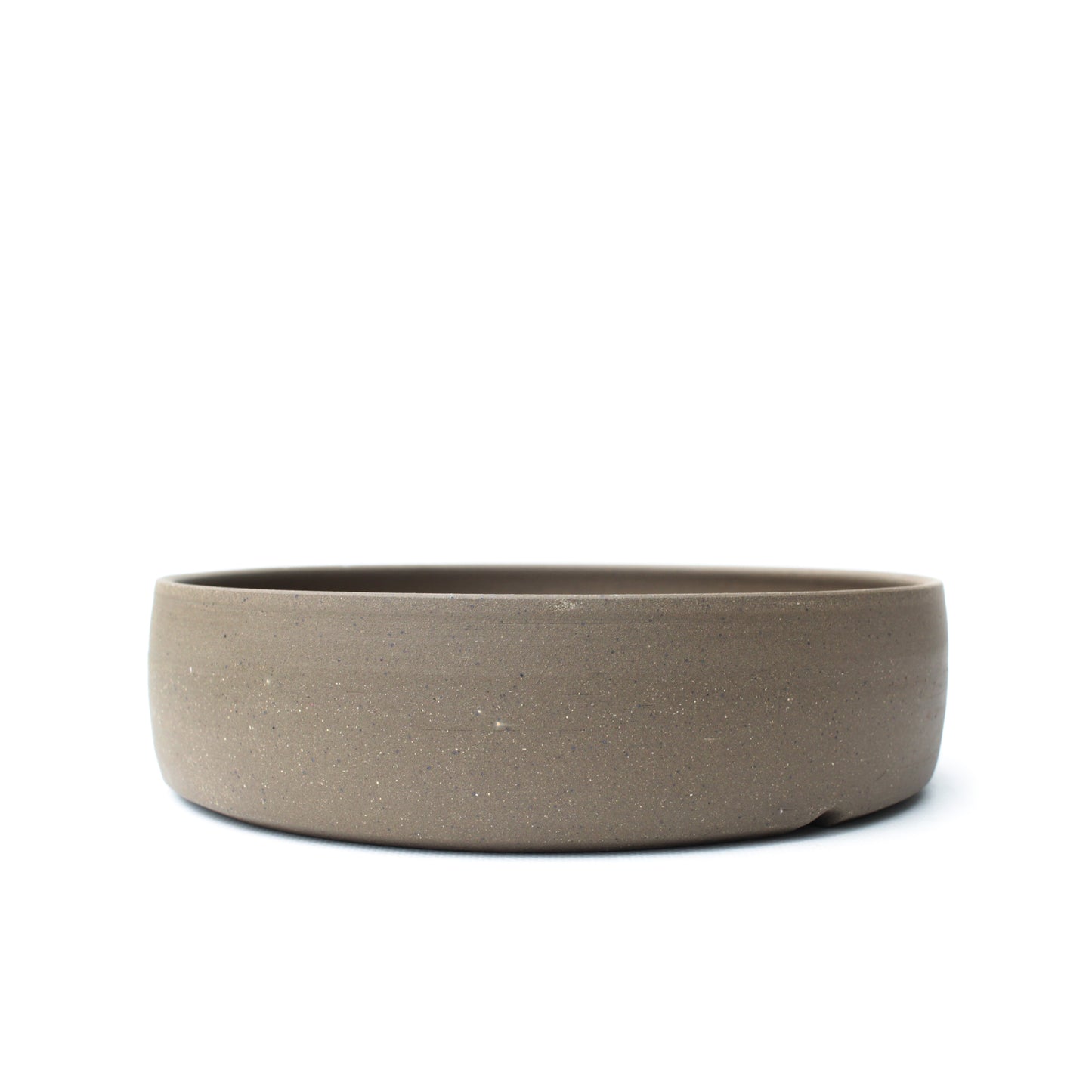 8" Unglazed Dark Brown Speckled Stoneware Bonsai Pot