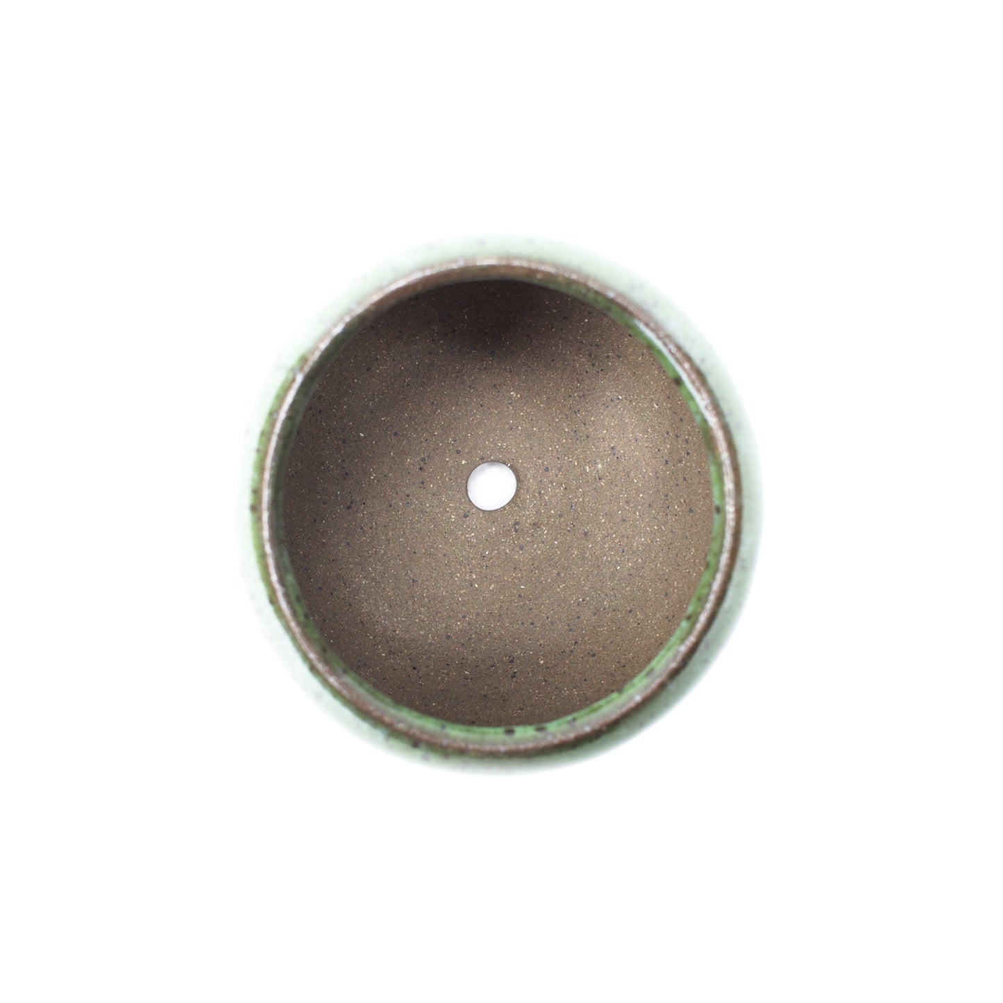 3" Green Brown Speckled Stoneware Planter Pot