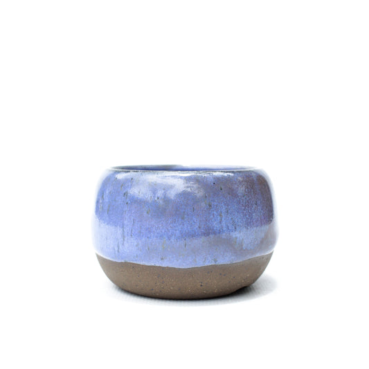 2.75" Blue Violet Brown Speckled Stoneware Planter Pot