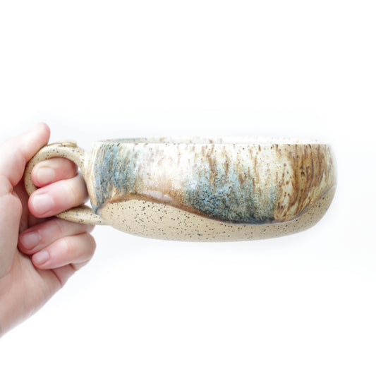 Crystalline Speckled Shallow Stoneware Mug
