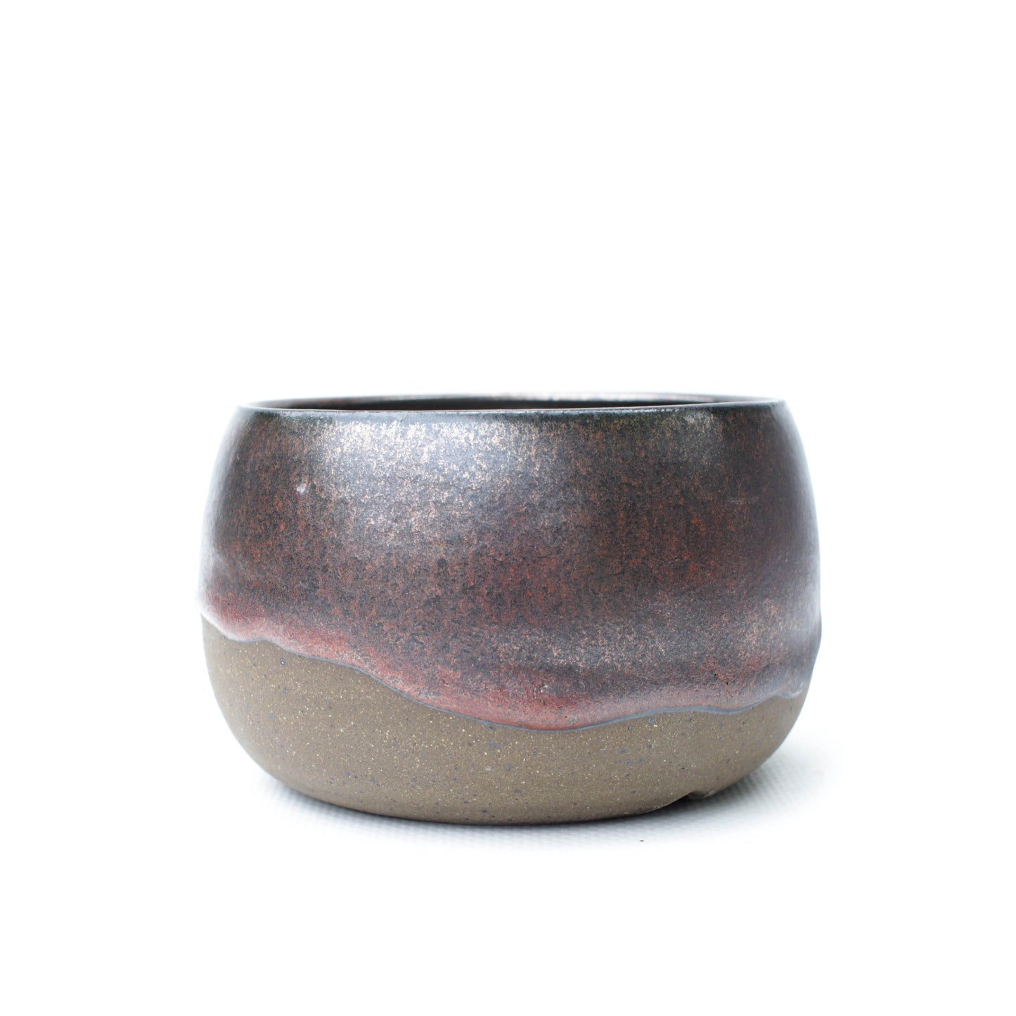 3.75" Lava Brown Speckled Stoneware Planter Pot