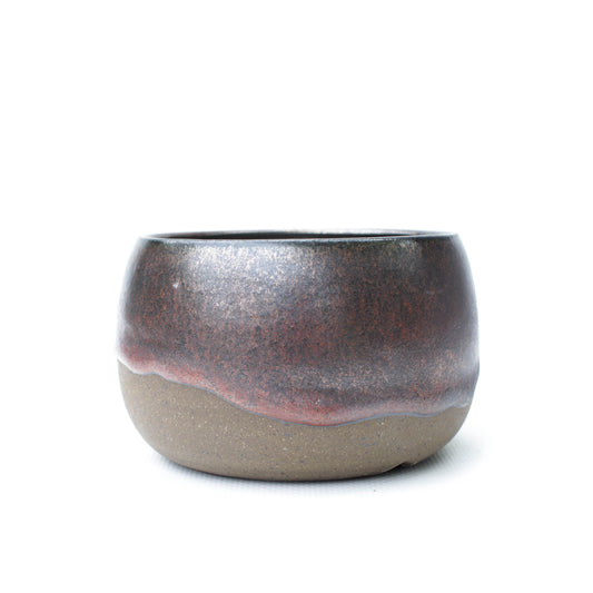 3.75" Lava Brown Speckled Stoneware Planter Pot