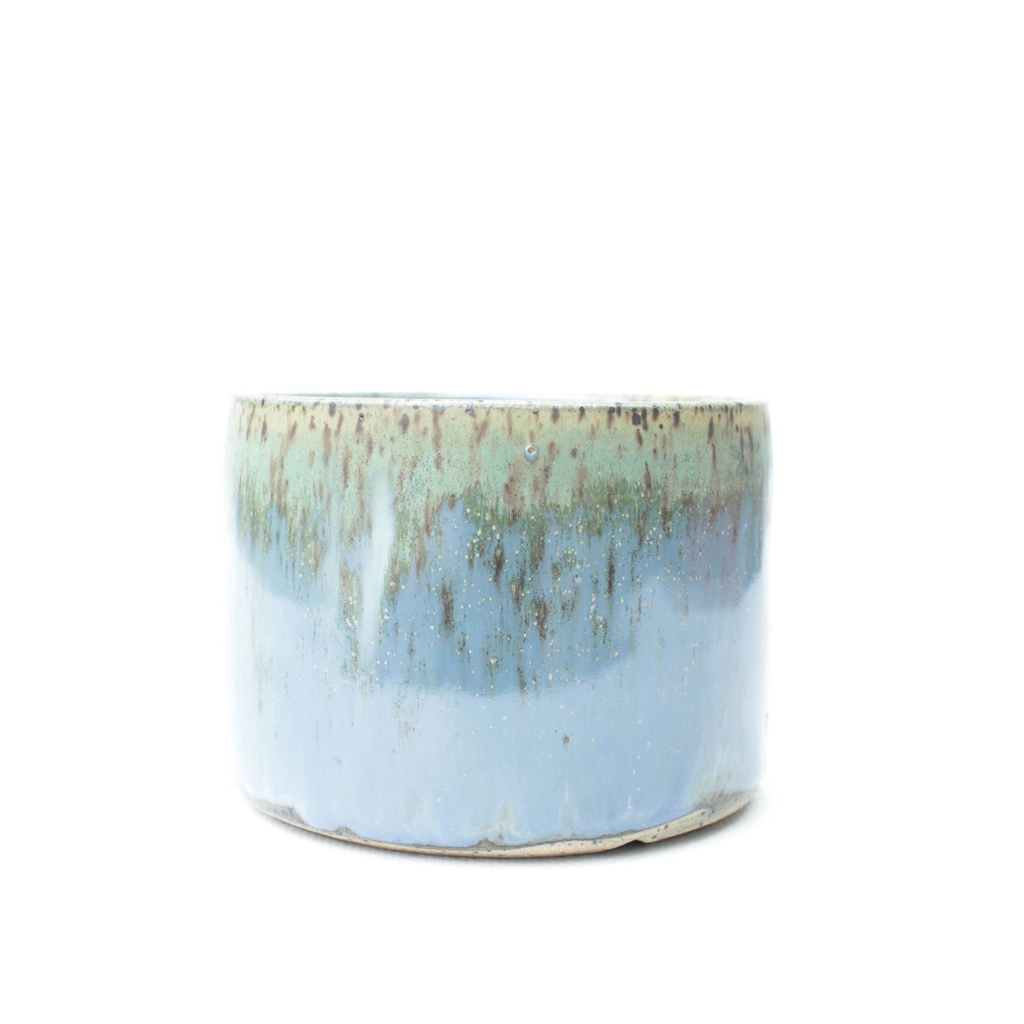 4" Blue Speckled Stoneware Planter Pot