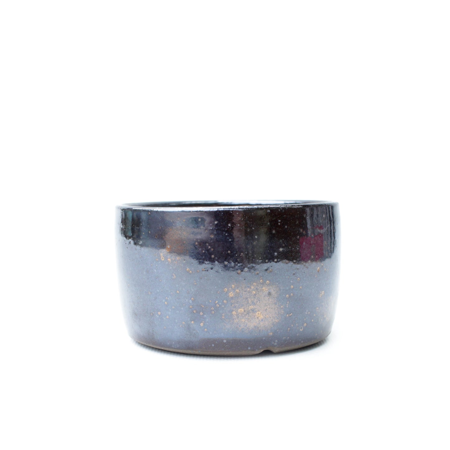 3.75" Shiny Brown Speckled Stoneware Planter Pot