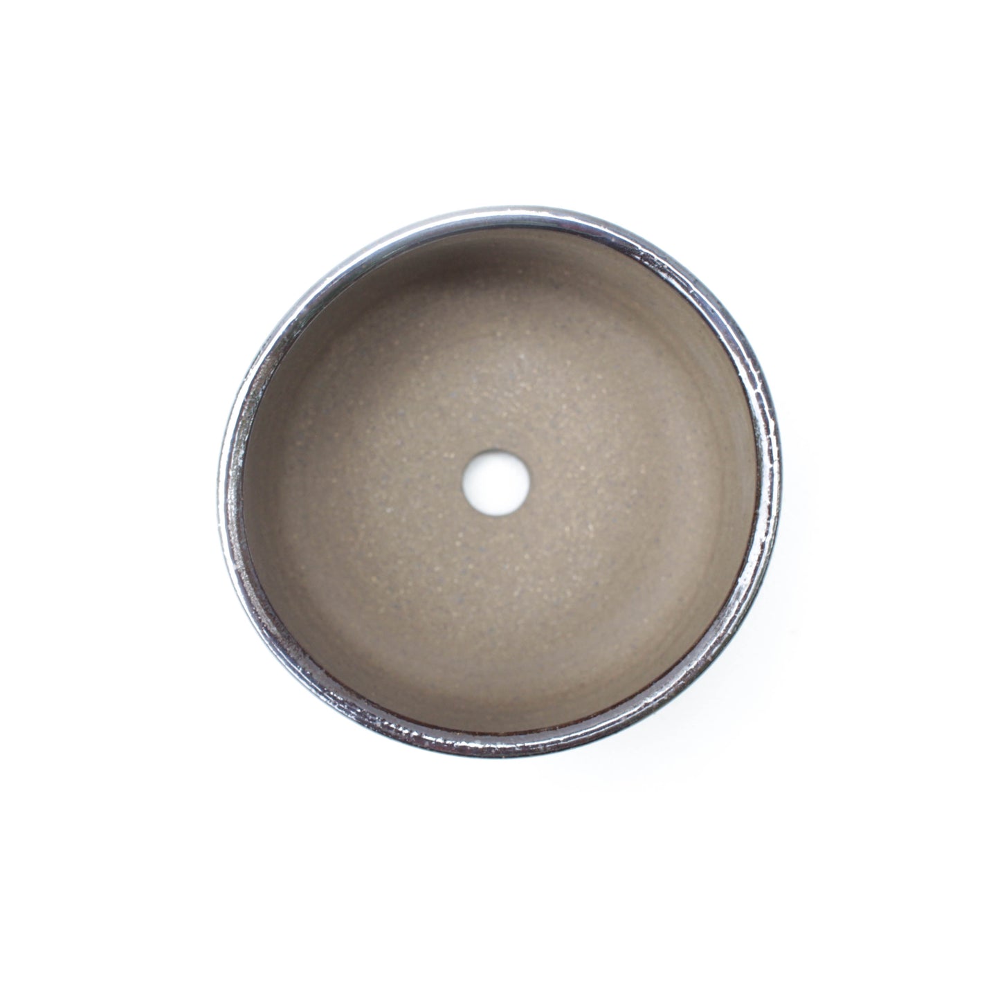 3.75" Shiny Brown Speckled Stoneware Planter Pot